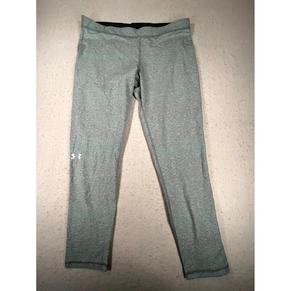 Under Armour ColdGear Leggings Women XL Heather Gray Fitted Fit Mid Rise Running